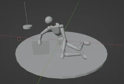 Gliederpuppe abgestützt